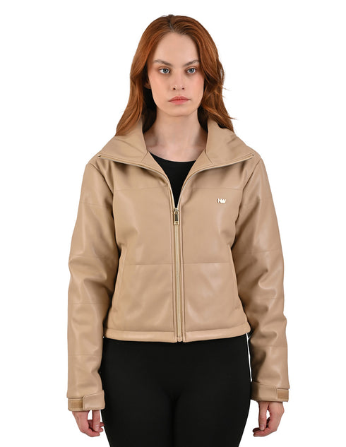 Chamarra casual Beige de mujer Nine West con cuello alto